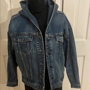 Classic Hooded Denim Jacket - Blue xs oversized
